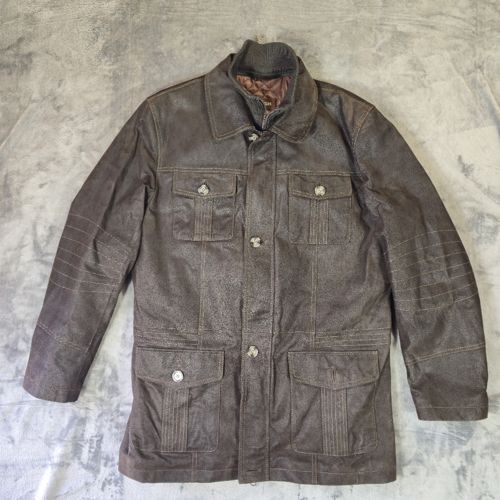 Danier Brown Leather Military Field Jacket